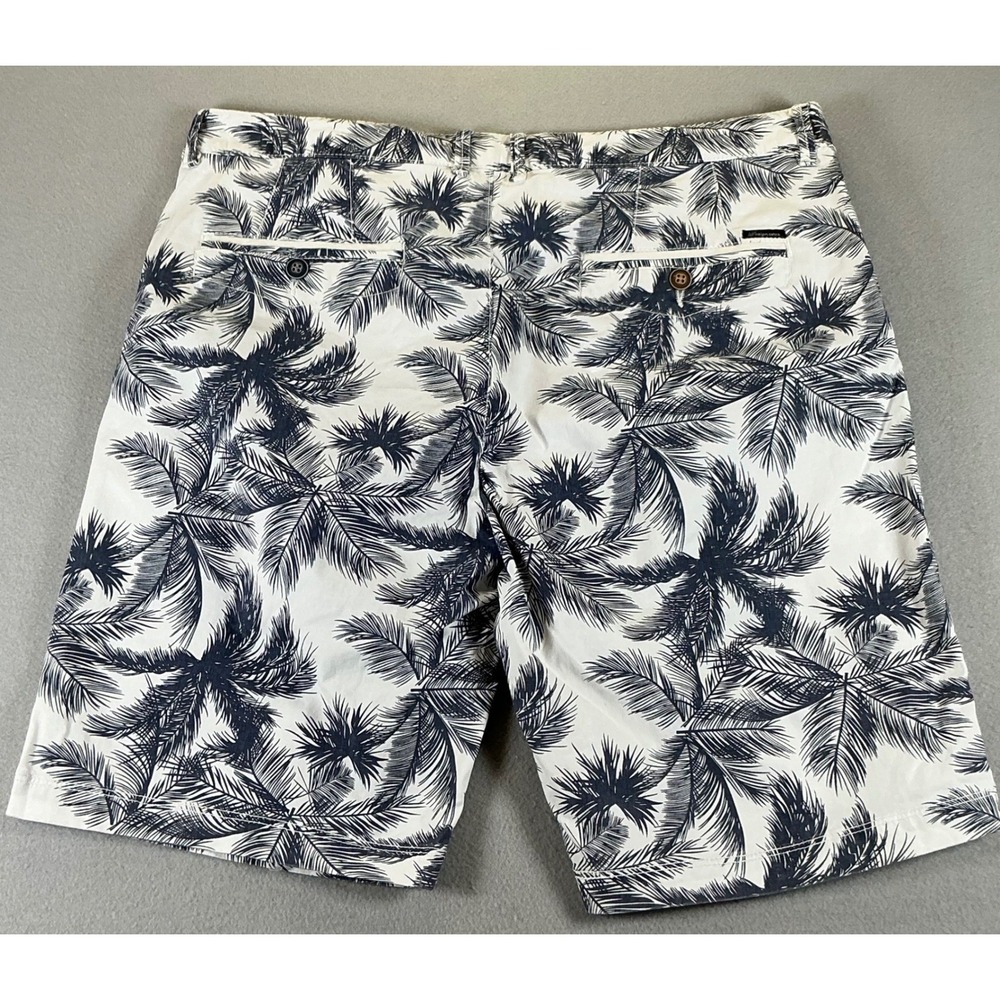 Paradise USA Mens Shorts 34 White Palm Print Stretch‎ Chino NWT Cruise Vacation